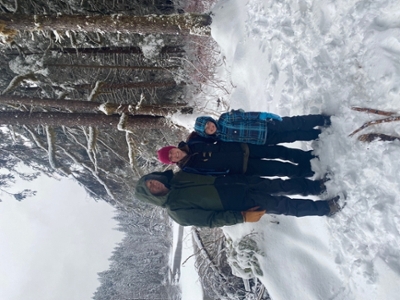 Dr. Lee Dyer, Dr. Angela Smilanich, and son Hank explored the outdoors during their scholarly visit to Juneau, Alaska