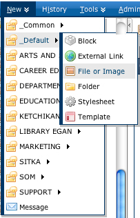 New file or image menu