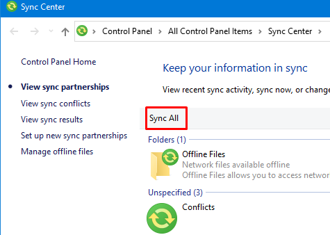 Click the Sync All button