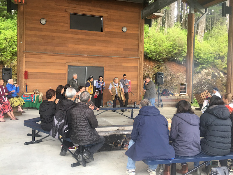 Kingeistí David Katzeek dancing at the June 2018 Tléixʼ Yaakw One Canoe Conference at UAS (Credit: Angie Mendbayar)