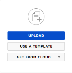 Select the blue Upload button to choose a document.
