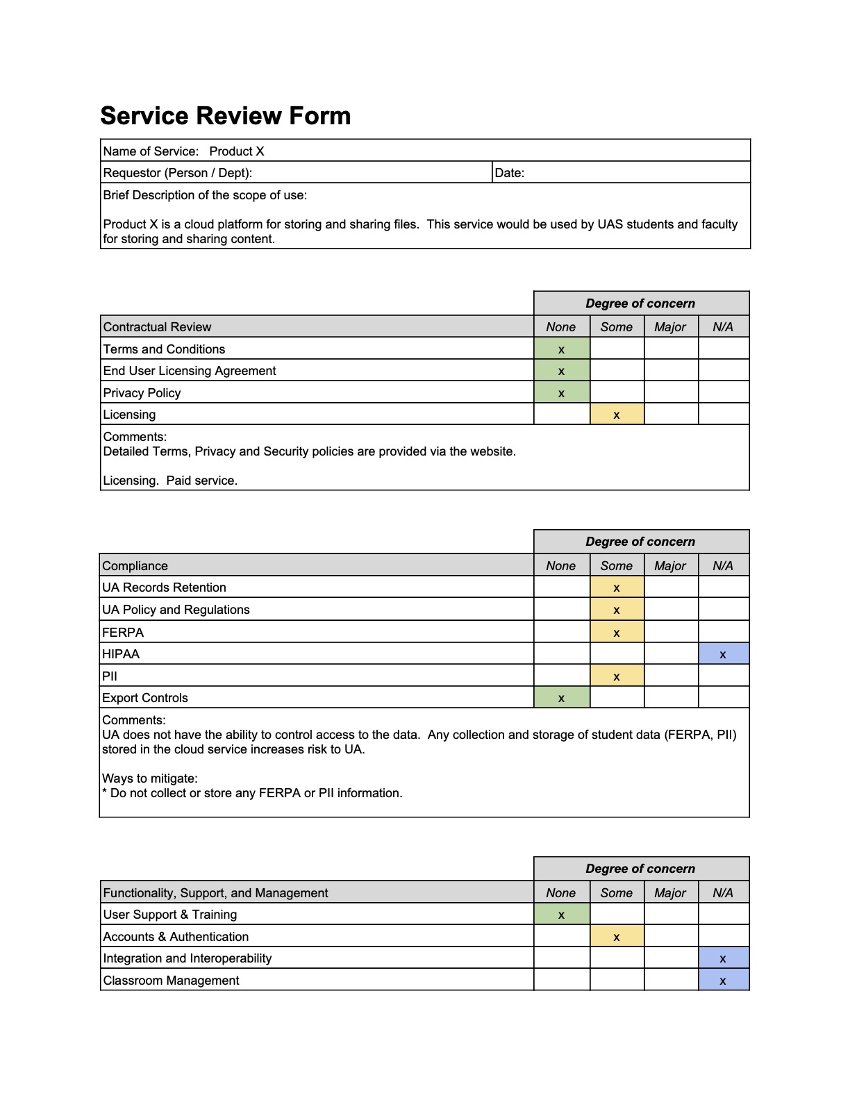 Service Review Example - Page 1
